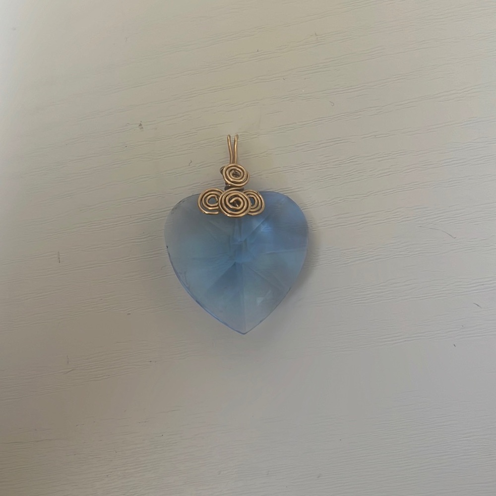 Blue Heart Shaped Swarovski Crystal Pendant